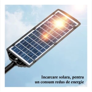 LED соларна улична лампа със сензор за движение, 200 W, цвят черен