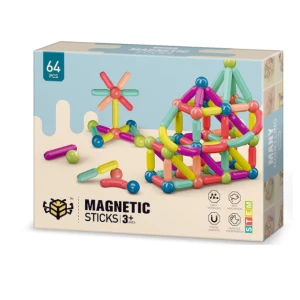 Магнитен конструктор с топчета и пръчки Magnetic Sticks - 64 части
