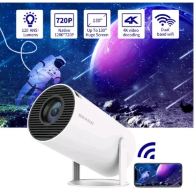 Мини преносим LED видео проектор, AlexVerity, Android 11, WIFI, Quad Core, Bluetooth, 200Ansi