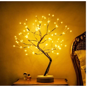 LED лампа дърво
