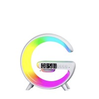 Многоцветна смарт лампа с RGB led, bluetooth функции и съвместима с устройства с безжично зареждане, бяла
