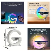 Многоцветна смарт лампа с RGB led, bluetooth функции и съвместима с устройства с безжично зареждане, бяла