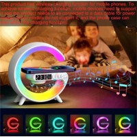 Многоцветна смарт лампа с RGB led, bluetooth функции и съвместима с устройства с безжично зареждане, бяла