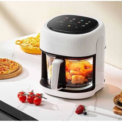 6 литра Air Fryer – Фритюрник с горещ въздух и прозрачна кошница , 2400 W, Тъч скрийн управление