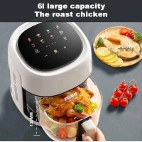 6 литра Air Fryer – Фритюрник с горещ въздух и прозрачна кошница , 2400 W, Тъч скрийн управление