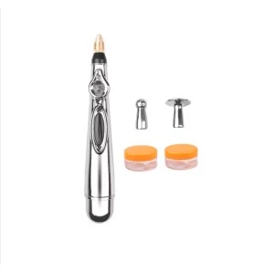 Уред за масаж Doty Mini Relax Pen, Имитиращ акупунктура, С магнитни импулси, 9 нива на интензитет, Сребрист, 18 см