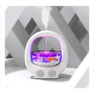 Овлажнител  с  дизайн с обратен поток от водни капки, Bluetooth високоговорител, ароматен дифузьор, 6 RGB цвята, за релакс